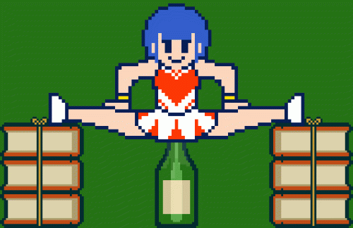 animated, animated gif, pixel art, 1girl, breasts, cheerleader, clothed female,