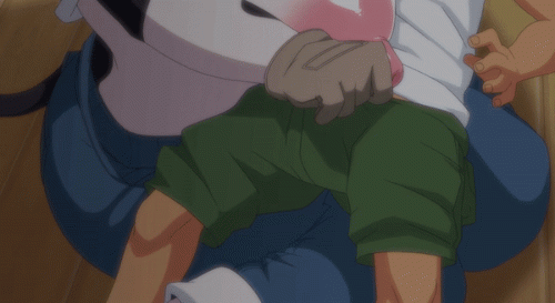 animated, animated gif, screen capture, 1boy, 1girl, assisted exposure, blue pan