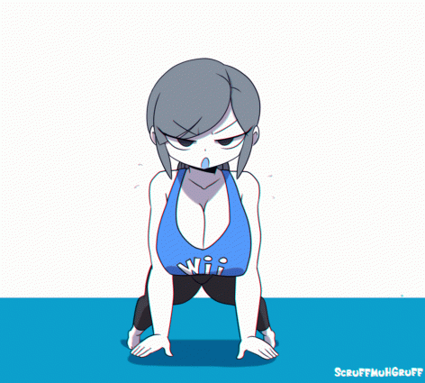 wii fit, trainer (wii fit), scruffmuhgruff, animated, artist name, animated gif,