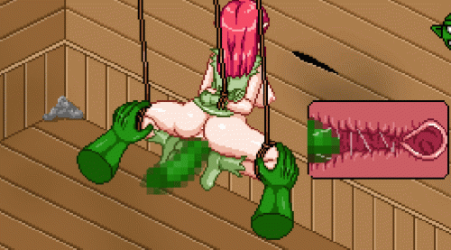 censored, animated, animated gif, pixel art, areolae, arms behind back, ass, bon