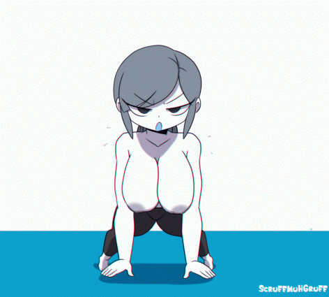 wii fit, trainer (wii fit), scruffmuhgruff, animated, animated gif, 1girl, breas