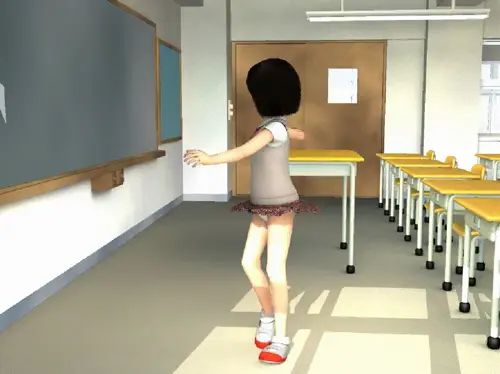 tsuzuki kazuhiko, 1girl, black hair, classroom, clothes lift, clothes pull