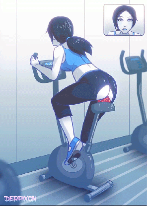 derpixon, nintendo, wii fit, trainer (wii fit), 1girl, ass, back, bare arms