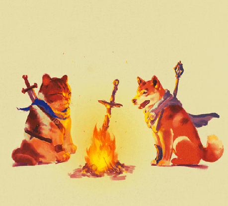 shimhaq, original, souls (series), 2others, animal focus, bonfire