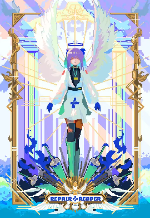 apo (rairaru20001), original, 1girl, angel, angel wings, black legwear