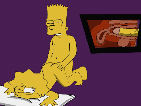 the simpsons, lisa simpson, bart simpson, 1boy, 1girl, arched back, brother