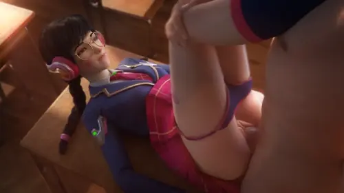 overwatch d.va,academy d.va animated by audiodude,vgerotica about desk(机) lying(寝そべり) vaginal(膣に)