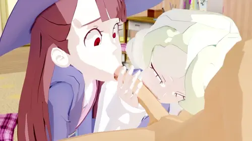 little witch academia atsuko kagari,diana cavendish doujin anime by thlayli about 2girls(女二人) clothing(衣類) oral(オーラル)