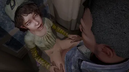 the walking dead clementine,lee everett hentai anime by yellowbea about 1boy(男一人) 1girl(女性一人) messy_hair(ボサボサの髪)