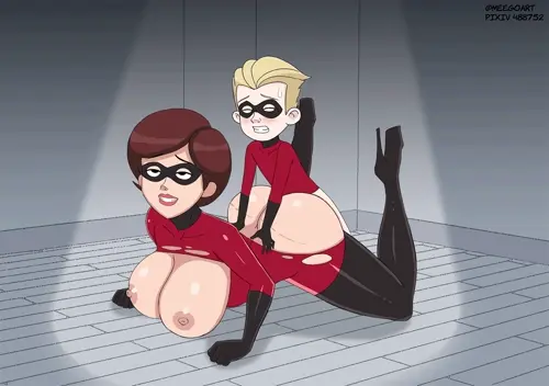 the incredibles helen parr,dash parr video by meego about son(息子) taken_from_behind(後ろから挿入) torn_clothes(破れた服)