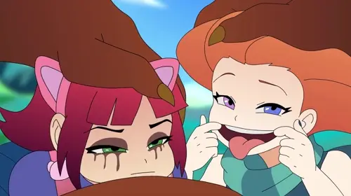 league of legends zoe,annie animated by vampiranhya about animal_penis(動物の陰茎) looking_at_viewer(カメラ目線) semen_on_tongue(舌にザーメン)