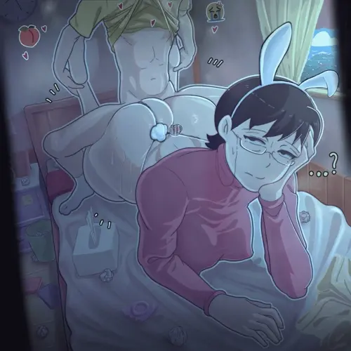 doraemon nobi nobita,nobi tamako doujin anime by manilla about age_difference(年齢差) bunny_ears(うさみみ) huge_breasts(爆乳)