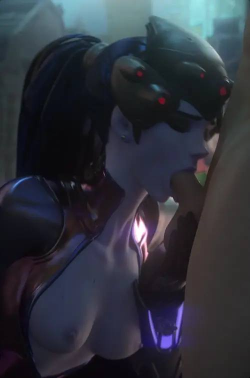 overwatch widowmaker hentai anime by audiodude,fpsblyck about 1boy(男一人) blue_hair(青い髪) penis(ペニス)