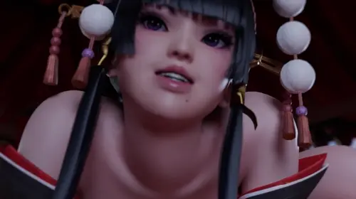dead or alive nyotengu animated by spizder about bouncing_breasts(乳揺れ) looking_at_viewer(カメラ目線) penis(ペニス)