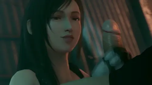 final fantasy,final fantasy vii,final fantasy vii remake tifa lockhart hentai video by greatm8 about looking_at_another(他の人を見ている) topless(トップレス) white_legwear(白いレッグウェア)