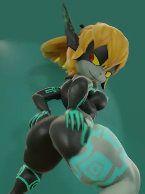the legend of zelda,twilight princess midna,imp midna animated by zynotheum about completely_nude_female(全裸の女性) solo(一人) thick_thighs(太い太もも)