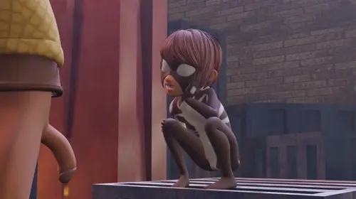 spider-man animated by lviolet about insect_girl(昆虫娘) spider_girl(蜘蛛娘) squatting(しゃがんでる)
