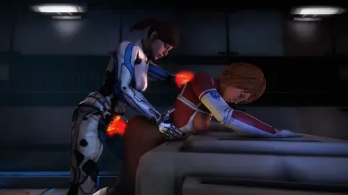mass effect,mass effect andromeda sara ryder,dr. suvi anwar hentai anime by rocketcat15 about 2girls(女二人) dildo(ディルド) female_only(女性のみ)