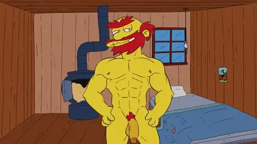 the simpsons groundskeeper willie animated about eating_semen(食ザー) large_penis(大きなペニス) on_bed(ベッドの上)