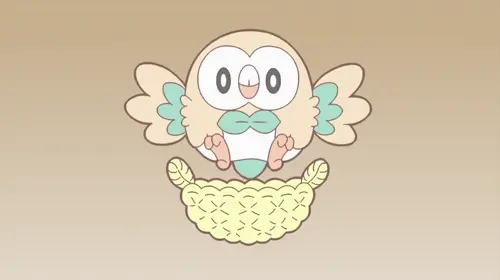 pokemon pokemon species,rowlet hentai video about blush_stickers(赤面ステッカー) closed_mouth(閉じた口) looking_down(下を見ている)