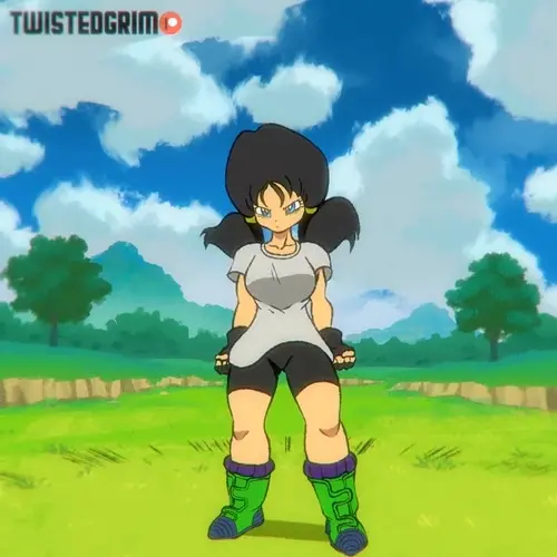 dragon ball,dragon ball z videl animated by twistedgrim about clavicle(鎖骨) spats(スパッツ) sportswear(スポーツウェア)
