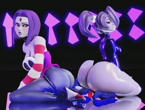 teen titans,skullgirls raven,rachel roth,squigly video by prevence about ass(お尻) thick_thighs(太い太もも) thighs(太股)