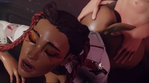 apex legends loba,loba andrade hentai anime by volkor,polished-jade-bell about 1boy(男一人) faceless(フェースレス) hand_on_hip(腰に手)