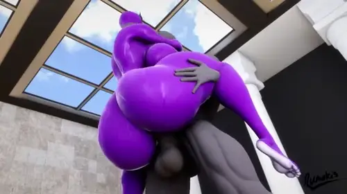 hentai anime by rumakis about purple_skin(紫皮膚) testicles(精巣) thick_ass(太いお尻)