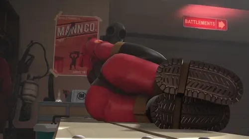 team fortress 2 fempyro,pyro video about ass(お尻) clothing(衣類) flamethrower(火炎放射器)