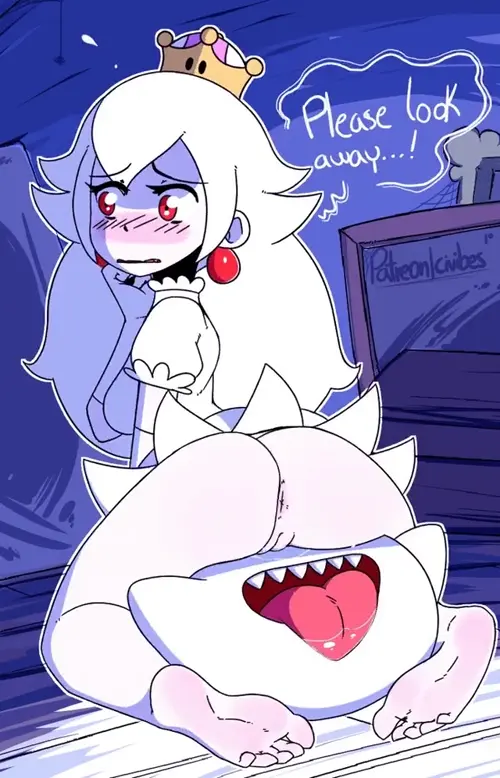 mario,new super mario bros. u deluxe,luigi's mansion booette,boo doujin anime by civibes about ass(お尻) large_ass(大きなお尻) white_hair(白い髪)