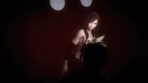 final fantasy,final fantasy vii,final fantasy vii remake tifa lockhart,cloud strife hentai anime about long_hair(ロングヘア) looking_at_another(他の人を見ている) seductive(誘惑的)