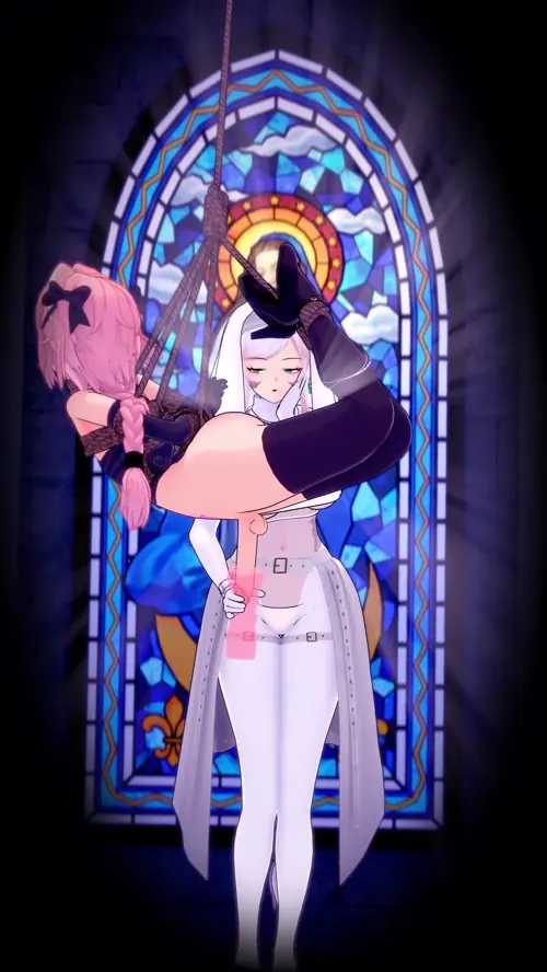 original,fate,fate/grand order,fate/apocrypha original character,astolfo hentai anime by ena lagrange about hair_bow(ヘアボウ) stained_glass(ステンドグラス) tied_hair(結んだ髪)