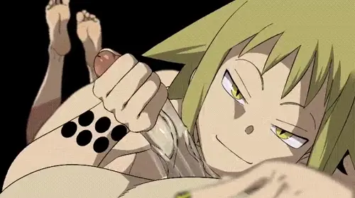 soul eater medusa gorgon hentai anime by meteorreb0rn about arm_tattoo(腕のタトゥー) barefoot(裸足) yellow_eyes(黄色目)