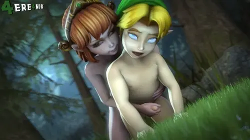 the legend of zelda,smite link,young link,scylla animated by 4ere4nik about all_fours(四つん這い) forest(森林) outdoors(屋外)