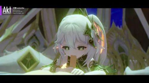 genshin impact nahida,kusanali animated by akt about female(女性) green_eyes(緑目) oral(オーラル)