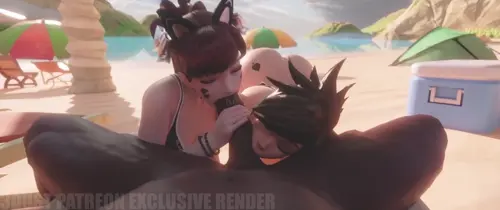 overwatch d.va,tracer animated by kassioppiava,3dust about choker(チョーカー) dark-skinned_male(暗い肌の男) male_pov(男の一人称視点)