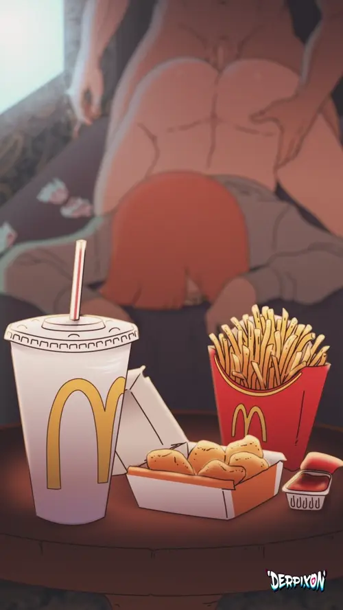 mcdonald's mcdonald's mom doujin anime by derpixon about no_pants(ズボンなし) smoking(喫煙) taken_from_behind(後ろから挿入)