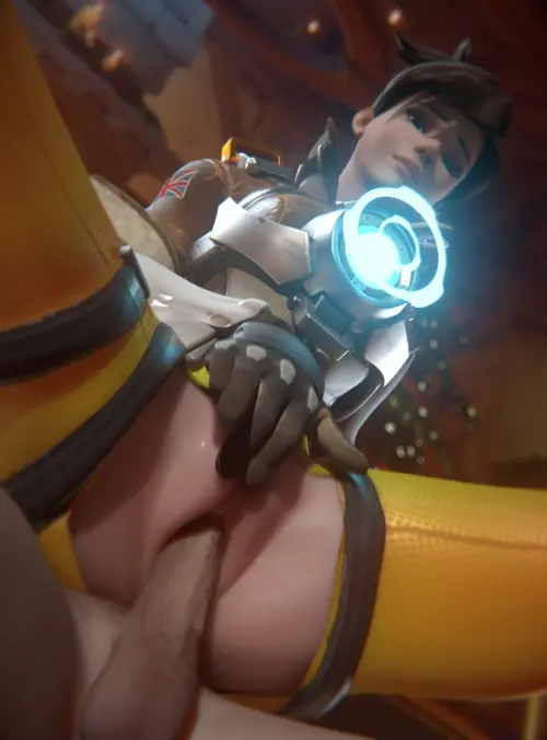 overwatch tracer doujin anime by audiodude,fpsblyck about brown_hair(茶髪) penis(ペニス) spread_legs(開脚)