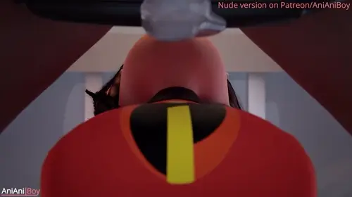 the incredibles helen parr,elastigirl video by anianiboy about female(女性) spanking(スパンキング) stomach_bulge(おなかのふくらみ・ボテ腹・腹ボコ)