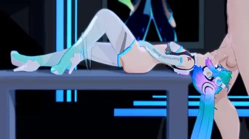 vocaloid hatsune miku animated by mantis-x about breasts(乳) bulge(もっこり) huge_penis(巨大なペニス)