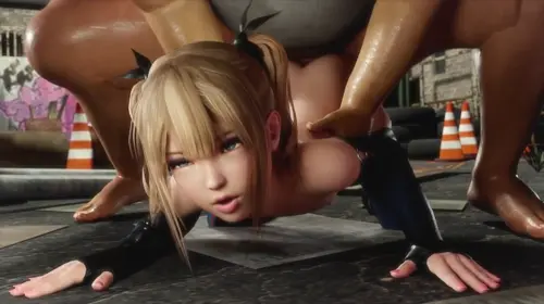 dead or alive,dead or alive 5 marie rose video by kaogum about blonde_hair(金髪の毛) kneeling(ひざまずく) naked_thighhighs(裸ニーソ)