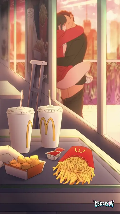 mcdonald's mcdonald's teen girl,mcdonald's teen boy hentai anime by derpixon about black_skirt(ブラックスカート) breast_fondling(乳を揉んでいる) female(女性)