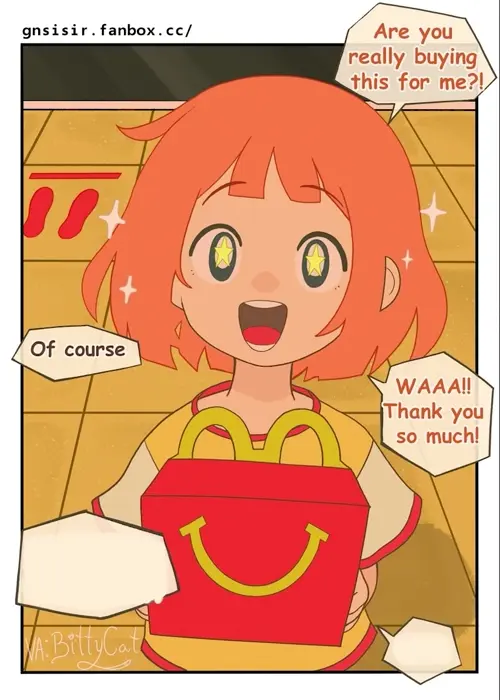 mcdonald's,yoru mac mcdonald's girl,daughter hentai anime by gnsisir,bittycataudio about blush(赤面) orange_hair(オレンジの髪) tears(涙)