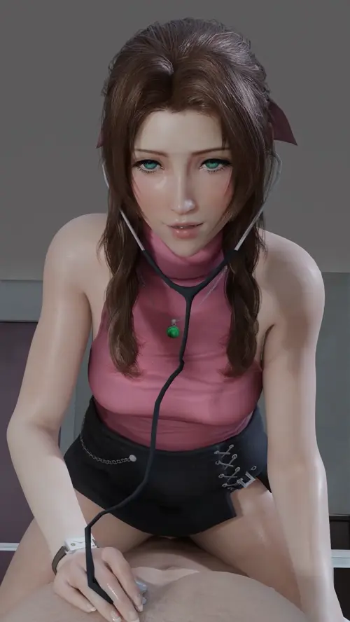 final fantasy,final fantasy vii,final fantasy vii remake aerith gainsborough animated by audiodude,lazyprocrastinator about cowgirl_position(騎乗位) light-skinned_male(色白の男性) vagina(膣)