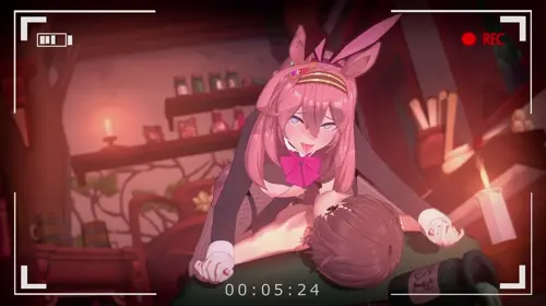 uma musume - pretty derby mihono bourbon animated about horse_ears(馬耳) male(男性) nude(裸)