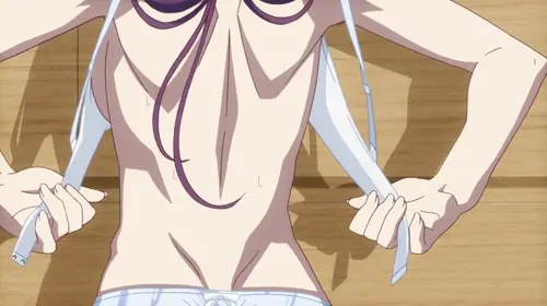 monogatari,bakemonogatari senjougahara hitagi hentai anime about bouncing_breasts(乳揺れ) cameltoe(スジ) viewed_from_behind(后方视角)