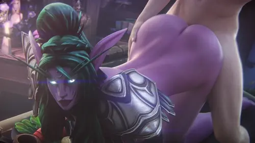 warcraft,world of warcraft night elf,tyrande whisperwind hentai anime by fpsblyck about ass_grab(お尻掴み) bouncing_breasts(乳揺れ) doggystyle(後背位)